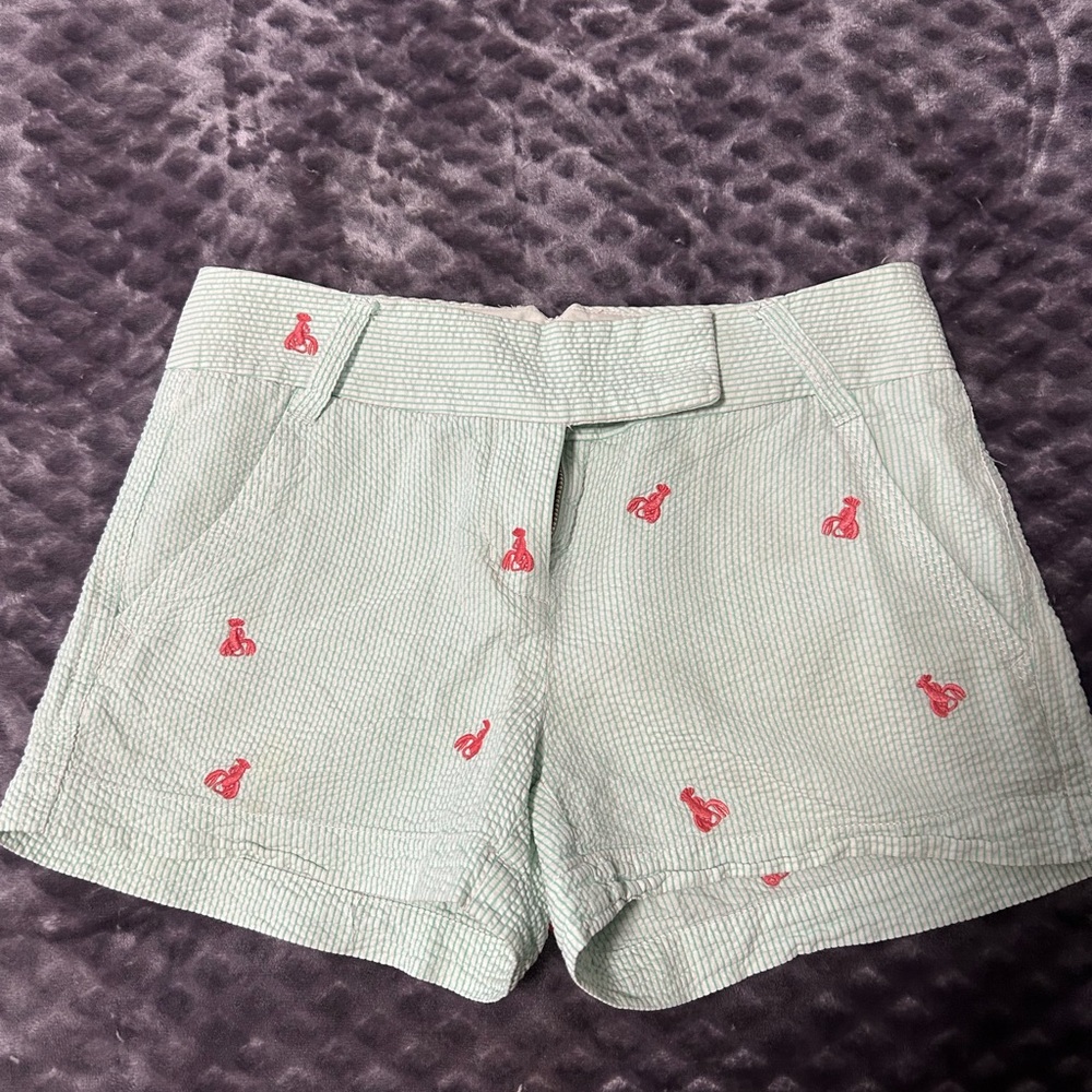 J. Crew Mint Green High Waist Shorts with Red Accents